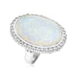 C. 1980 Vintage Opal and 2.45 ct. t.w. Diamond Ring in Platinum