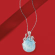 Larimar Octopus Pendant Necklace in Sterling Silver