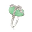 Green Jade Snake Ring in Sterling Silver