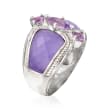 Lavender Jade and .70 ct. t.w. Amethyst Ring in Sterling Silver