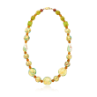 Amber and Green Murano Glass Bead Necklace with 14kt Gold Over Sterling