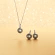 13mm Black South Sea Pearl Necklace with Diamond Accents in 18kt White Gold