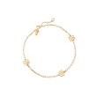 Italian 14kt Yellow Gold Floral Station Anklet