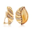 C. 1980 Vintage Citrine and .80 ct. t.w. Diamond Shell Earrings in 18kt Yellow Gold