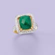 4.70 Carat Emerald and .40 ct. t.w. White Topaz Ring in 14kt Gold Over Sterling