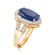 5.50 Carat Sapphire Ring with .24 ct. t.w. Diamonds in 14kt Yellow Gold