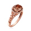2.00 Carat Morganite and .10 ct. t.w. Diamond Ring in 14kt Rose Gold
