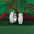 1.00 ct. t.w. Diamond Huggie Hoop Earrings in Sterling Silver