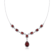 8.70 ct. t.w. Garnet and .26 ct. t.w. Diamond Necklace in Sterling Silver