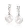Mikimoto 8mm Akoya Pearl and .29 ct. t.w. Diamond Earrings in 18kt White Gold