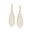 Italian Diamond-Cut 14kt Two-Tone Gold Marquise-Shaped Drop Earrings