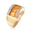 2.20 ct. t.w. Citrine and .40 ct. t.w. White Zircon Ring in 18kt Gold Over Sterling