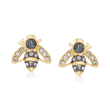 Swarovski Crystal &quot;Magnetic&quot; Bee Stud Earrings in Gold-Plated Metal