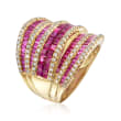 2.90 ct. t.w. Ruby and 1.00 ct. t.w. Diamond Ring in 18kt Yellow Gold