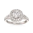 2.02 ct. t.w. Certified Diamond Halo Engagement Ring in 18kt White Gold