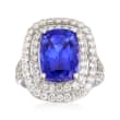 7.50 Carat Tanzanite and 1.60 ct. t.w. Diamond Ring in 14kt White Gold