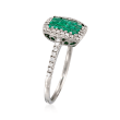 Gregg Ruth .49 ct. t.w. Emerald and .27 ct. t.w. Diamond Ring in 18kt White Gold
