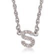 Diamond-Accented Lowercase Mini Initial Necklace in Sterling Silver