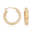 14kt Yellow Gold Diamond-Cut Hoop Earrings