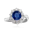 C. 2000 Vintage 1.84 Carat Sapphire and .66 ct. t.w. Diamond Ring in Platinum