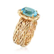 4.20 Carat Sky Blue Topaz Woven Ring in 14kt Yellow Gold