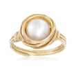 7mm Cultured Pearl Swirl Ring in 18kt Gold Over Sterling