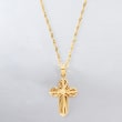 3-D Cross Pendant Necklace in 18kt Yellow Gold