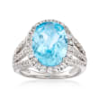 5.80 ct. t.w. Swiss Blue and White Topaz Ring in Sterling Silver