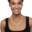 4.5-5.5mm Cultured Pearl Two-Strand Necklace with 4.80 ct. t.w. Multi-Gemstones in 18kt Gold Over Sterling 18-inch