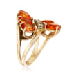 C. 1980 Vintage 4.50 ct. t.w. Orange Garnet Ring with White Topaz Accents in 10kt Yellow Gold
