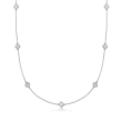 4.00 ct. t.w. Clover-Shaped CZ Station Necklace in Sterling Silver