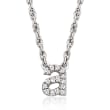 Diamond-Accented Lowercase Mini Initial Necklace in Sterling Silver 18-inch  (A)