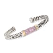 Phillip Gavriel &quot;Popcorn&quot; .84 ct. t.w. Pink Sapphire Cuff Bracelet in Sterling Silver and 18kt Gold