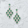 3.00 ct. t.w. Emerald and 1.46 ct. t.w. Diamond Chandelier Earrings in 14kt White Gold