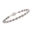 Textured Sterling Silver Rope Bracelet with Magnetic Clasp