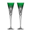 Waterford Crystal 2021 Times Square Set of 2 Emerald Toasting Flutes