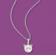 9-9.5mm Cultured Pearl Cat Pendant Necklace with Diamond Accents in Sterling Silver