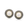 Andrea Candela 8mm Pearl Earrings in 18kt Yellow Gold and Sterling Silver