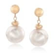 10-11mm Cultured Pearl Drop Earrings in 14kt Yellow Gold