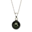 8-9mm Black Cultured Tahitian Pearl Necklace with Diamond Accent in 14kt White Gold