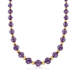 C. 1980 Vintage Faceted Amethyst and 14kt Yellow Gold Bead Necklace