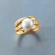 10.5-11mm Cultured Pearl Twisted Multi-Row Ring in 14kt Gold Over Sterling