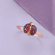 .30 ct. t.w. Ruby and Diamond-Accented Ladybug Ring in 14kt Rose Gold