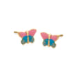 Child's Pink and Blue Enamel Butterfly Earrings in 14kt Yellow Gold 