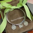 Italian Sterling Silver Jewelry Set: Three Connected Inspirational Bangle Bracelets