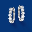 2.00 ct. t.w. Diamond Five-Stone Hoop Earrings in 14kt White Gold