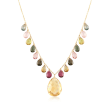 12.00 Carat Champagne Quartz and 15.40 ct. t.w. Multicolored Tourmaline Necklace in 14kt Yellow Gold