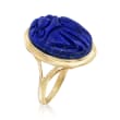 18x13mm Lapis Scarab Ring in 14kt Yellow Gold