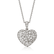 C. 1990 Vintage 1.45 ct. t.w. Diamond Heart Pendant Necklace in 18kt and 14kt White Gold