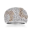 C. 1990 Vintage 1.85 ct. t.w. White and Brown Diamond Floral Ring in 14kt White Gold